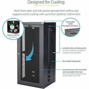 StarTech.com 4-Post 26U Wall Mount Network Cabinet, 19" Hinged Wall-Mounted Server Rack for Data / IT Equipment, Lockable 