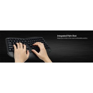Adesso Tru-Form Wireless Ergo Mini Keyboard & Mouse - USB Membrane Wireless RF Keyboard - 87 Key - English (US) - Black - 