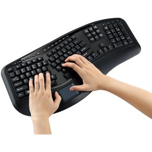 Adesso 2.4GHz Wireless Ergonomic Touchpad Keyboard - Wireless Connectivity - RF - 30 ft - 2.40 GHz - USB Interface - 105 K