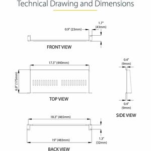 StarTech.com 1U Vented Server Rack Cabinet Shelf - Fixed 7in Deep Cantilever Rackmount Tray for 19" Data/AV/Network Enclos