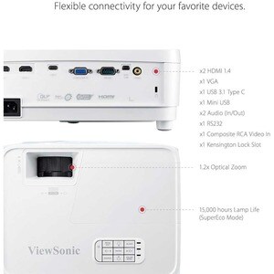 ViewSonic PX706HD 3D Ready Objektiv mit kurzer Brennweite (Short Throw) DLP-Projektor - 16:9 - 1920 x 1080 Piel - 22,000:1