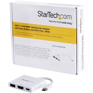 USB-C TO 4K HDMI MULTIFUNCTION ADAPTER WITH POWER DELIVERY AND USB-A PORT - WHITE