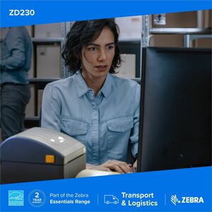 Zebra ZD230 Desktop Direct Thermal Printer - Monochrome - Label/Receipt Print - Ethernet - USB - Bluetooth - EU, UK - Blac