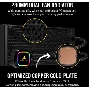 Corsair iCUE H115i RGB PRO XT Liquid CPU Cooler - 5.51" Maximum Fan Diameter - 725.6 gal/min Maximum Airflow - 2000 rpm - 