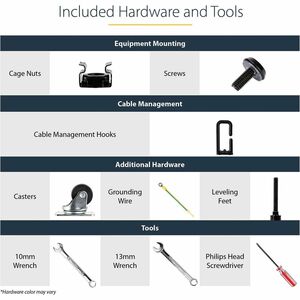 StarTech 4-Post 8U Mobile Open Frame Server Rack, 19in Network Rack with Casters, Small Rolling Rack for Computer/AV/Data/