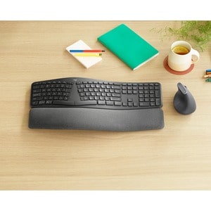 Logitech ERGO K860 Keyboard - Wireless Connectivity - Danish, Norwegian, Swedish, Finnish - QWERTY Layout - Graphite - Blu