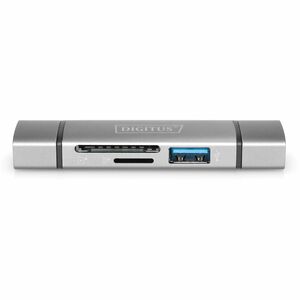 Digitus USB Hub/FlashCard Reader - USB 2.0 Type A, USB 2.0 Type C - 60 MB/s, 640 MB/s - Smartphone, Tablet, Notebook, Flas