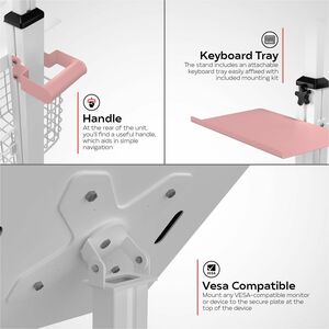 CTA Digital Medical Mobile Floor Stand with Small Enclosure - Up to 8" Screen Support - 61" Height x 14.50" Width x 13" De