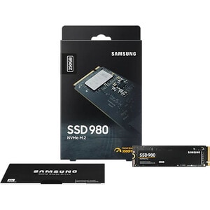 Samsung 980. SSD capacity: 250 GB, SSD form factor: M.2, Read speed: 2900 MB/s, Write speed: 1300 MB/s, Component for: PC