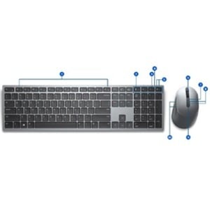 Dell Premier KM7321W Tastatur & Maus - QWERTZ - Deutsch - Tastatur, Kabellos, Bluetooth/RF 2,40 GHz USB, Grau - Maus, Opti