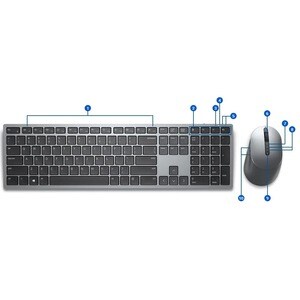 Tastiera e mouse Dell Premier KM7321W - QWERTY - Italiano - USB Wireless Bluetooth/RF - Grigio - USB Wireless Bluetooth/RF