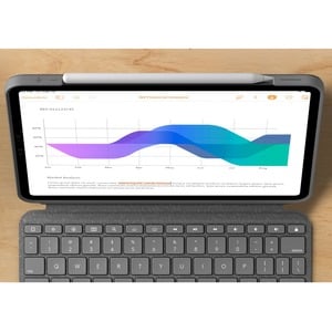 Logitech Combo Touch Keyboard/Cover Case for 32.8 cm (12.9") Apple, Logitech iPad Pro (5th Generation) Tablet - Oxford Gra