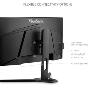 ViewSonic VX3418-2KPC 34 Inch 21:9 Curved 1440p 1ms 144Hz Gaming Monitor with FreeSync Premium, Eye Care, HDMI and Display