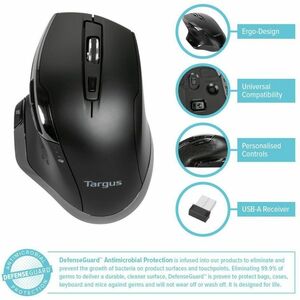 Targus AMW584GL Mouse - Radio Frequency - USB Type A - BlueTrace - 7 Button(s) - Black - Wireless - 2.40 GHz - 1600 dpi - 