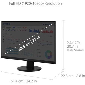 ViewSonic VA2747-MHJ 27 Inch Full HD 1080p Monitor with Advanced Ergonomics, FreeSync, 100Hz, Ultra-Thin Bezel, Eye Care, 