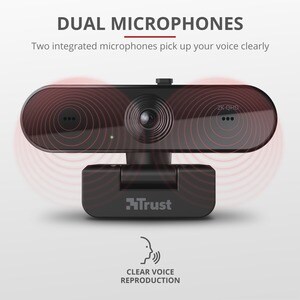 Trust TW-250 Webcam - 30 fps - Black - USB 2.0 - 2560 x 1440 Video - Auto-focus - Microphone - Notebook, Computer, Monitor