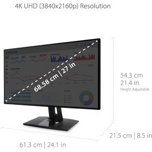 ViewSonic ColorPro VP2768a-4K 27" Class 4K UHD LED Monitor - 16:9 - Black - 68.6 cm (27") Viewable - In-plane Switching (I