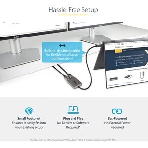 StarTech.com USB-C to Dual HDMI Adapter, USB Type-C Multi-Monitor MST Hub, Dual 4K 60Hz HDMI Laptop Display Extender / Spl