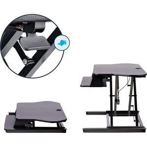 StarTech.com Corner Sit Stand Desk Converter with Keyboard Tray, Large Surface 35"x21" , Height Adjustable Ergonomic Table