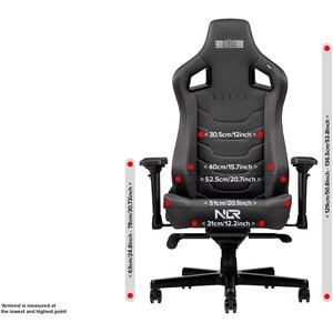 Next Level Racing Elite Gaming Chair Black Leather Edition - For Game - Leather, Aluminum, Suede, PU Leather - Black