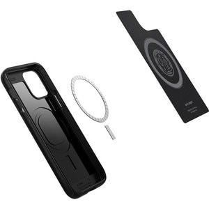 Spigen Mag Armor Case for Apple iPhone 12, iPhone 12 Pro Smartphone - Matte Black - Shock Absorbing, Scratch Resistant - T