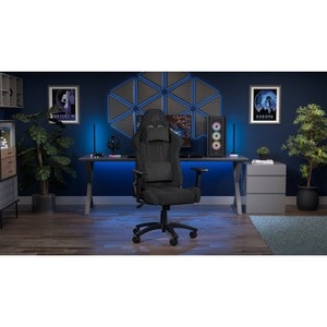 Corsair TC100 Relaxed Gaming Chair - Fabric - For Gaming - Fabric, Memory Foam, Steel, Nylon - Black