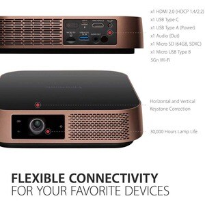 Proyector DLP ViewSonic M2 Enfoque corto - 3D Ready - 16:9 - 1920 x 1080 - Frontal - 1080p - 30000Hora(s) Normal ModeFull 