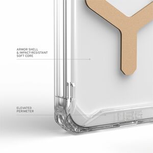 Urban Armor Gear Plyo Rugged Case for Apple iPhone 15 Pro Max Smartphone - Ice/Gold - Crystal Clear - Drop Resistant, Yell