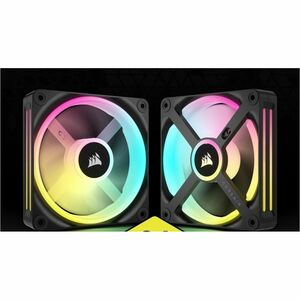 Corsair iCUE QX120 Cooling Fan - 3 x Fan(s) - 63.10 CFM Maximum Airflow - 2400 rpm - Magnetic Dome Bearing - RGB LED - Bla