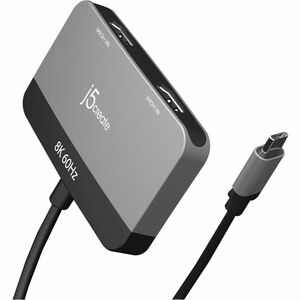 j5create JCA465 Adaptador A/V - 1 - 7680 x 4320 Supported - Cinza Espacial, Preto