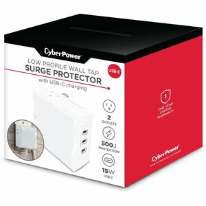 CyberPower P2WUC3 Home Office 2 - Outlet Surge Protector with 500 J Surge Suppression - Clamping Voltage 900V, NEMA 5-15P,