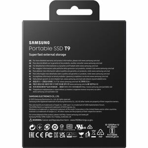  SSD Externe T9 Samsung 4To Noir MU-PG4T0B/EU, vitesse de lecture jusqu'à 2000 Mo/s, résiste aux chutes jusqu'à 3m