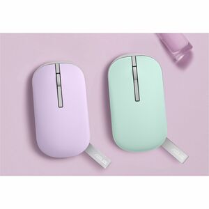 Asus Marshmallow MD100-LMP-BG Mouse - Bluetooth/Radio Frequency - Optical - Lilac Mist Purple, Brave Green - 1 Pack - Wire