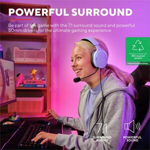 Trust Fayzo Kabel Über das Ohr, Kopfbügel Stereo Gaming-Earset - Lila - Binaural - Geschlossen - 20 Hz bis 20 kHz Frequenz