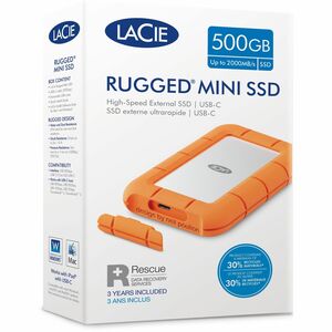 LaCie 500 GB Rugged Solid State Drive - 2.5" External - USB 3.2