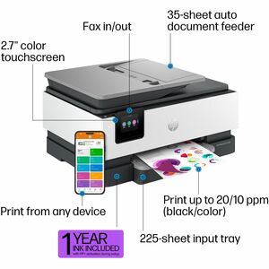 HP Officejet Pro 8139e Inkjet Multifunction Printer - Copier/Fax/Printer/Scanner - 1200 x 1200 dpi Print - Automatic Duple