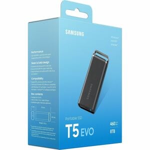 Samsung T5 EVO MU-PH8T0S 8 TB Portable Solid State Drive - External - Black - MAC, Smartphone, Smart TV, Gaming Console, C