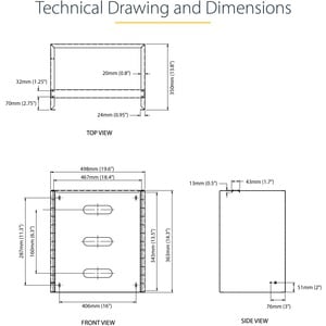 8U Wall Mount Rack (19in) - 14in Deep
