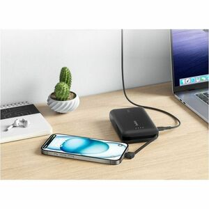 Belkin BoostCharge Power Bank 10K With Integrated Cable - For Smartphone, Tablet PC, iPad mini, iPad, iPad Pro - 10000 mAh