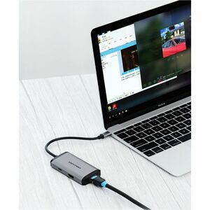 Vention CNCHB USB Type C Docking Station for Flash Drive, TV - Charging Capability - Grey - Portable - 4K, HD - 3840 x 216