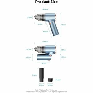 Vention KRA Cordless Portable Vacuum Cleaner - Black, Blue - 100 mL Dust Capacity - Nozzle, Upholstery Nozzle, Brush Tool 