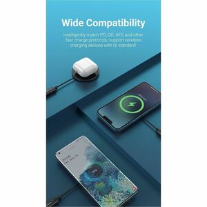 Vention FGABAG Induction Charger - Black - Box - For iPhone, Qi-enabled Device - Input connectors: USB - Heat-free Chargin