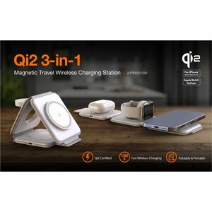 j5create JUPW3215W-N Induction Charger - White - 1 - For iPhone, Qi-enabled Device - Qi2 Certified, Magnetic, Fast Chargin