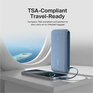 Belkin BoostCharge Power Bank - Blue - For Smartphone, iPhone, iPad mini, iPad Pro - 2 x Type-C 30W, 1 x Type-A 30W - 2000