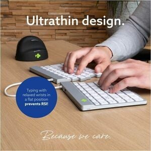R-Go Split Break Tastatur - Kabellos Konnektivität - USB-Typ C Schnittstelle - Deutsch - QWERTZ Layout - Weiß - Schere Key