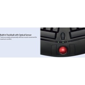 Adesso Tru-Form WKB-3150UB Keyboard - Wireless Connectivity - USB 2.0 Interface - Trackball - English (US) - Black - Membr