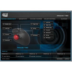 Adesso iMouse T30 Mouse - Radio Frequency - USB - Optical - 7 Button(s) - Black - Wireless - 2.40 GHz - 4800 dpi - Trackba