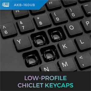 Adesso Tru-Form 160 Rugged Keyboard - Cable Connectivity - USB Interface - Scroll Wheel - English (US) - Black - Membrane 