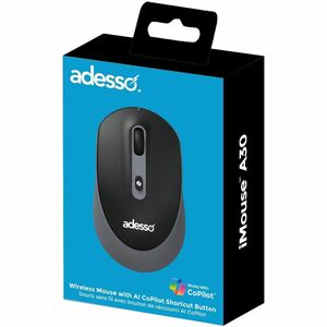 Adesso iMouse A30B Mouse - Radio Frequency - USB Type A - Optical - Black - Wireless - 9.14 m - 2.40 GHz - 1200 dpi - Scro