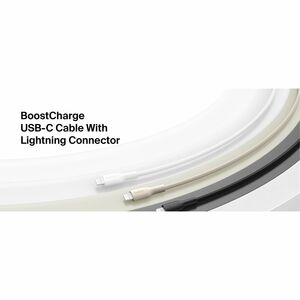 Belkin USB-C Cable with Lightning Connector, 3.3ft/1m, White - 3.3 ft (1 m) Lightning/USB-C Data Transfer Cable for iPhone